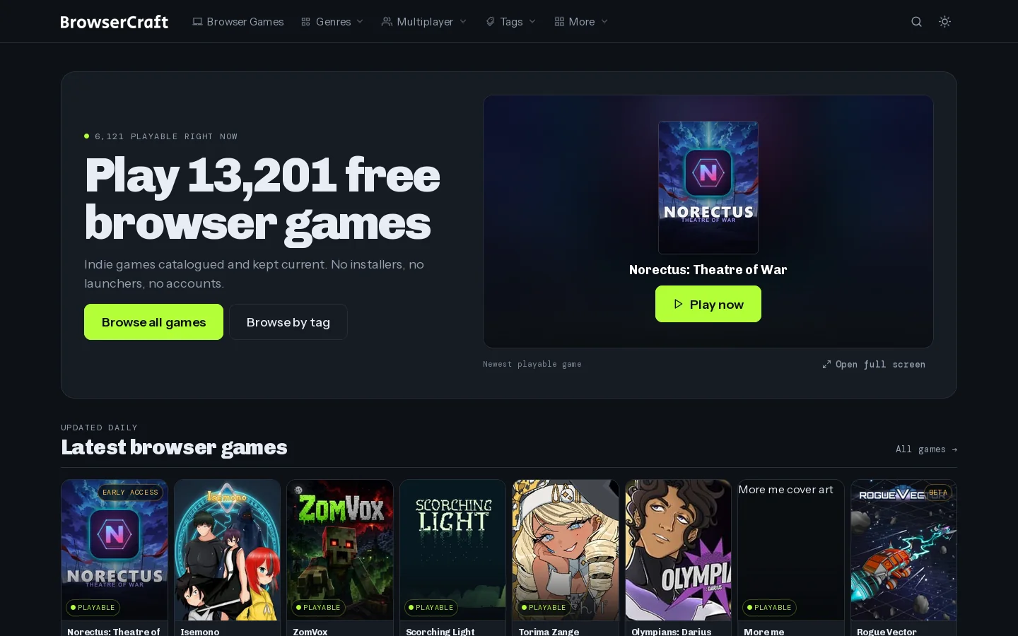 Browser Craft Homepage screenshot