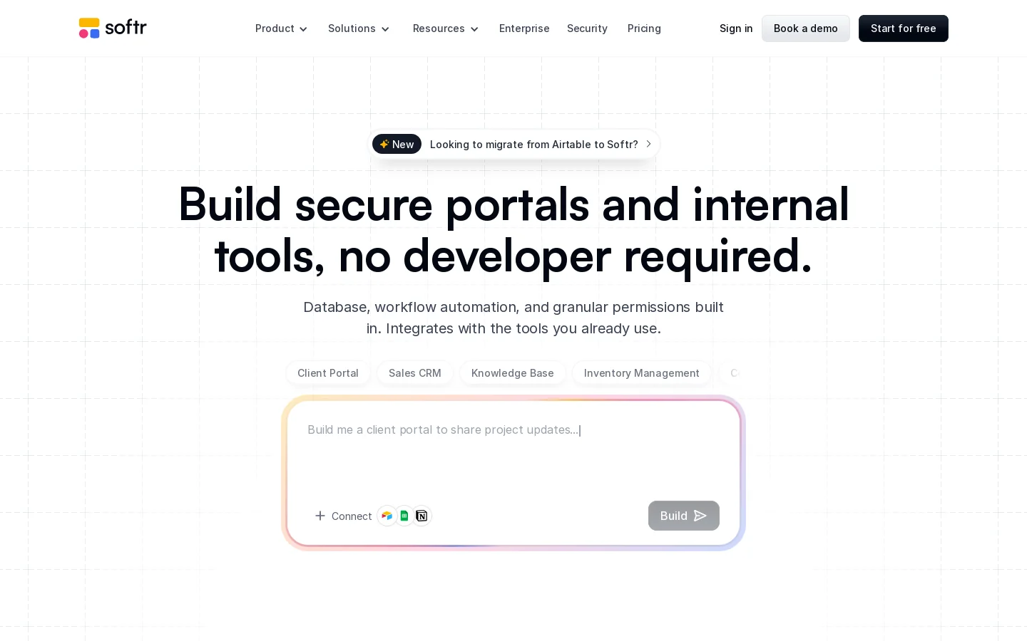 Softr Homepage screenshot