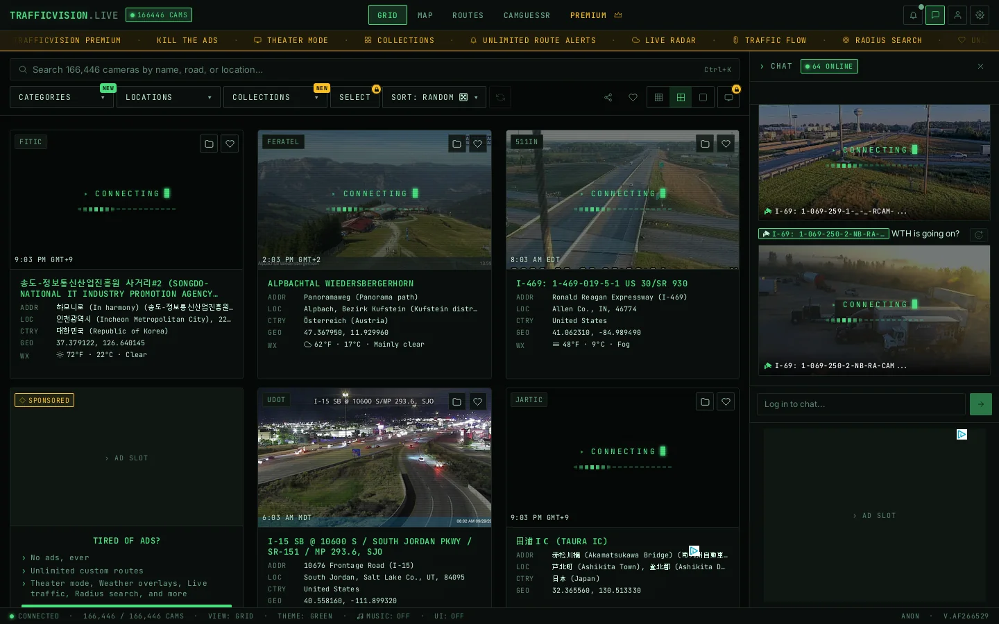 Live Traffic Cameras: All 155,000+ Highway, Street & Road Cam Feeds Homepage screenshot