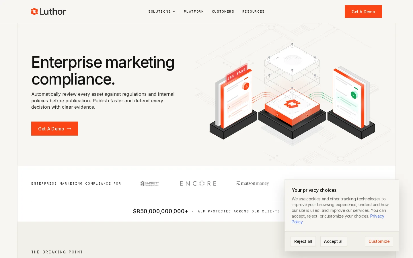 Enterprise Marketing Compliance Platform Homepage screenshot