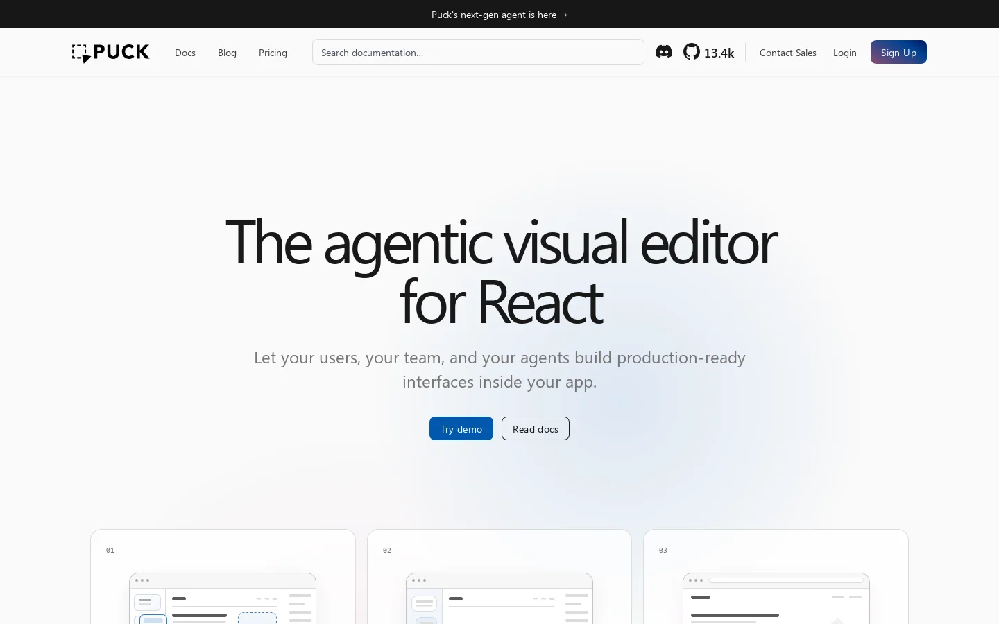 Puck - The visual editor for React Homepage screenshot