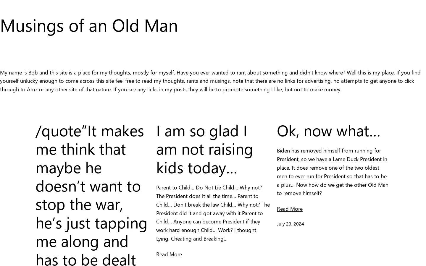 Inconsequential Thoughts – General Musings of an Old Man Homepage screenshot