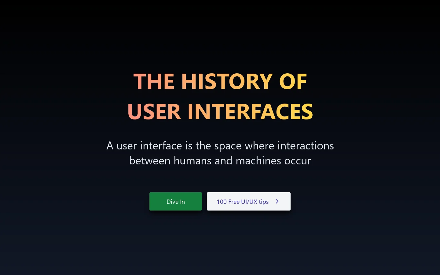 The History of User Interfaces Homepage screenshot