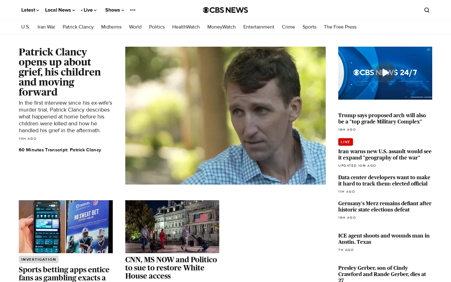 CBS News Homepage screenshot