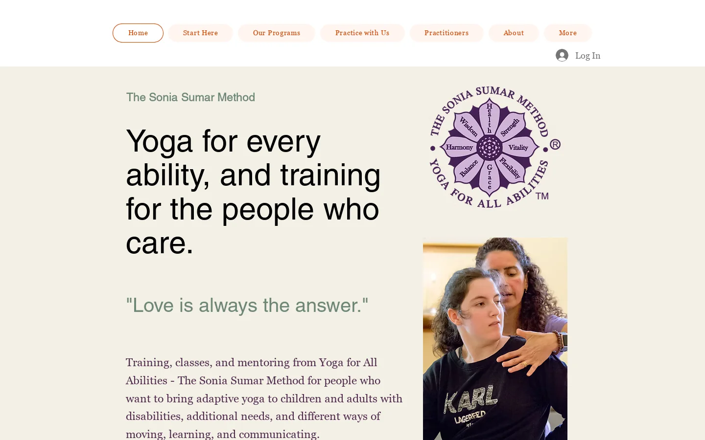 Yoga for All Abilities | Training Programs & Adaptive Yoga Classes Homepage screenshot