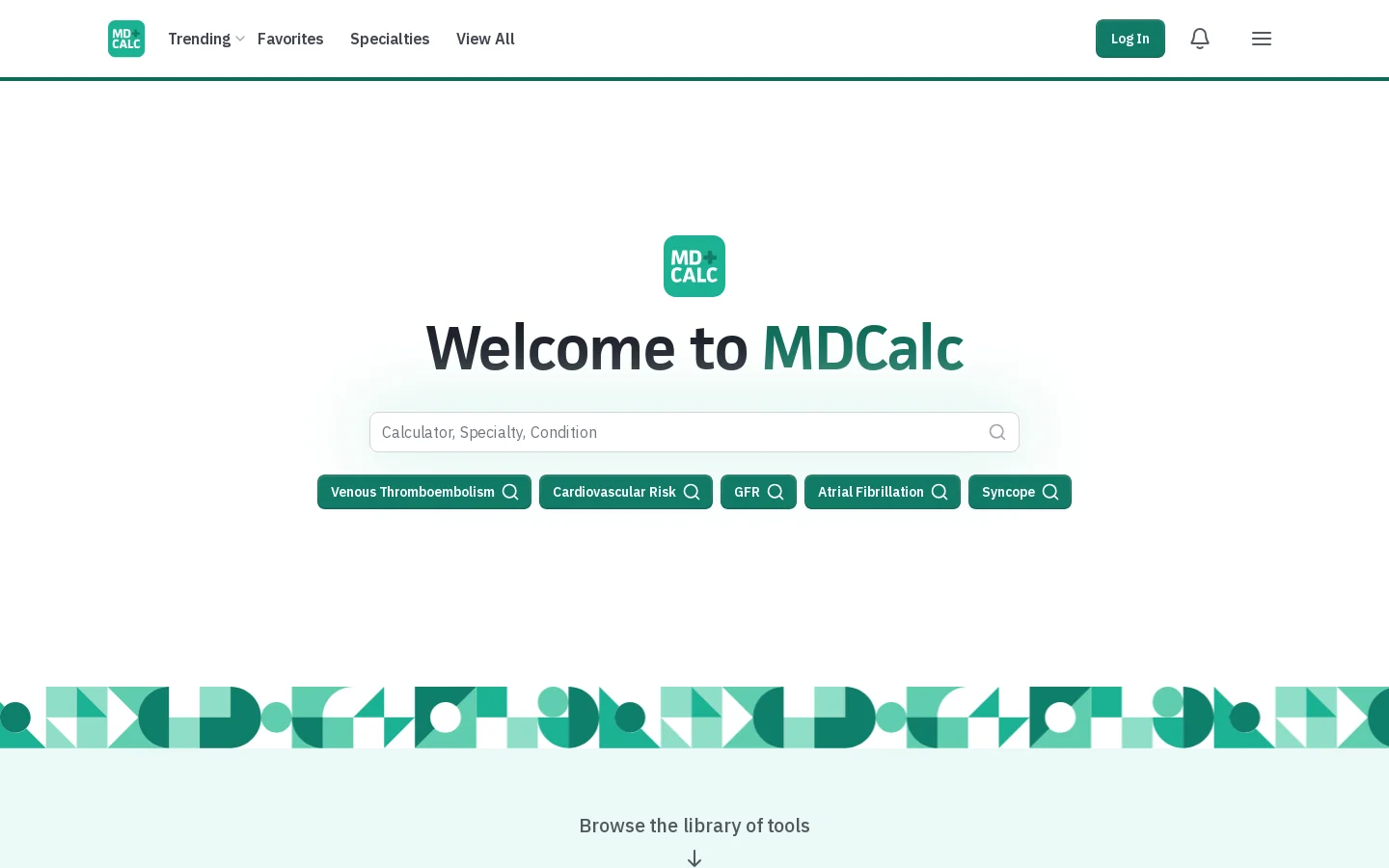 MDCalc Homepage screenshot