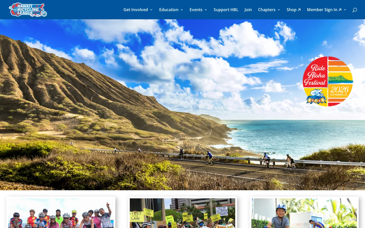 Home - Hawai‘i Bicycling League Homepage screenshot