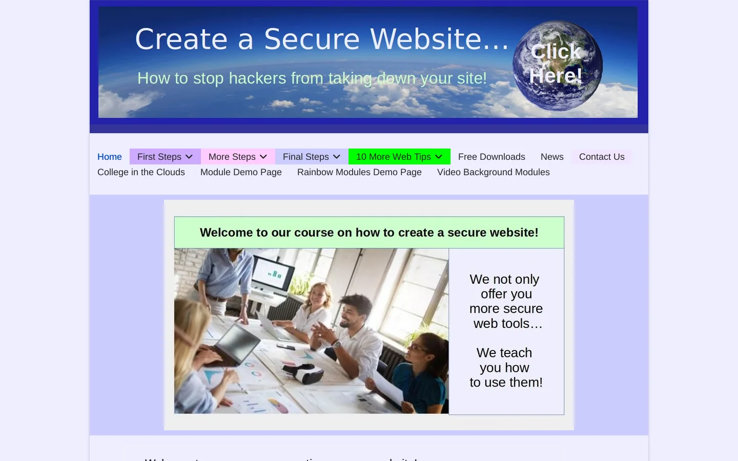 Create a Secure Website Homepage screenshot