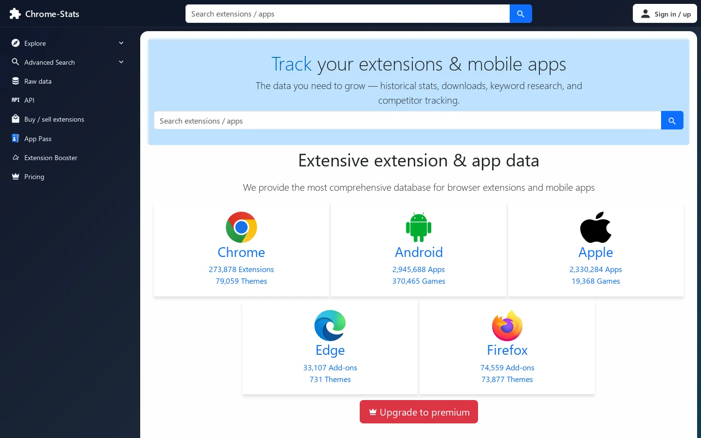 Chrome-Stats Homepage screenshot