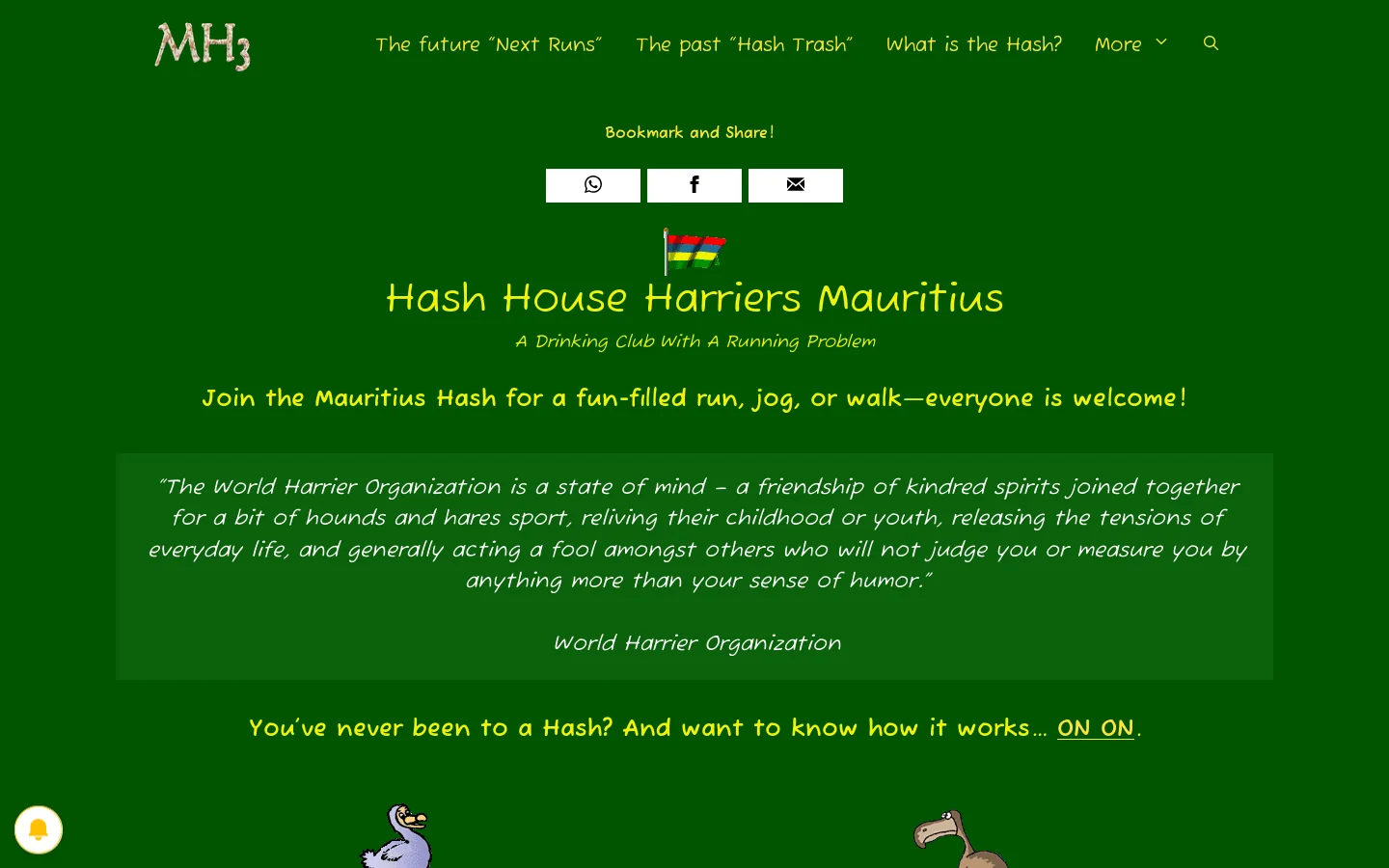Hash Mauritius - A drinking club with a running problem! Homepage screenshot