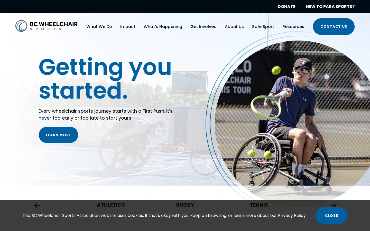 BC Wheelchair Sports Association Homepage screenshot