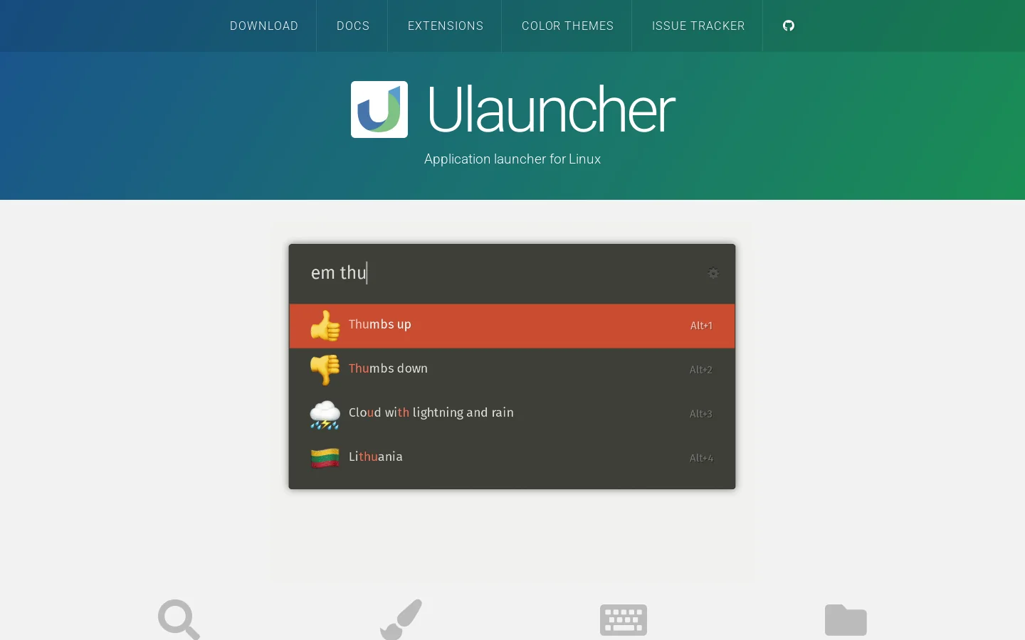 Ulauncher Homepage screenshot