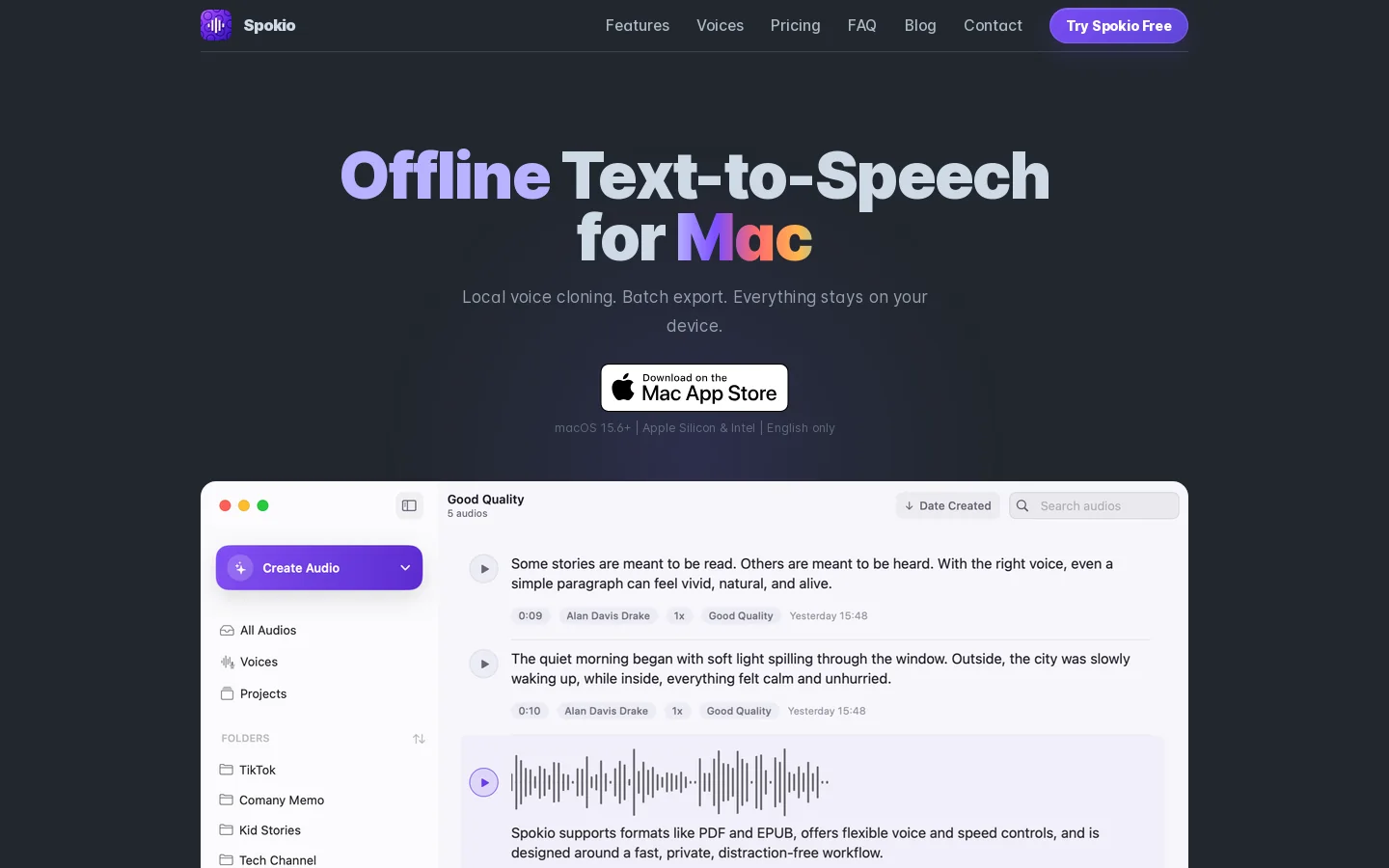 Spokio Homepage screenshot