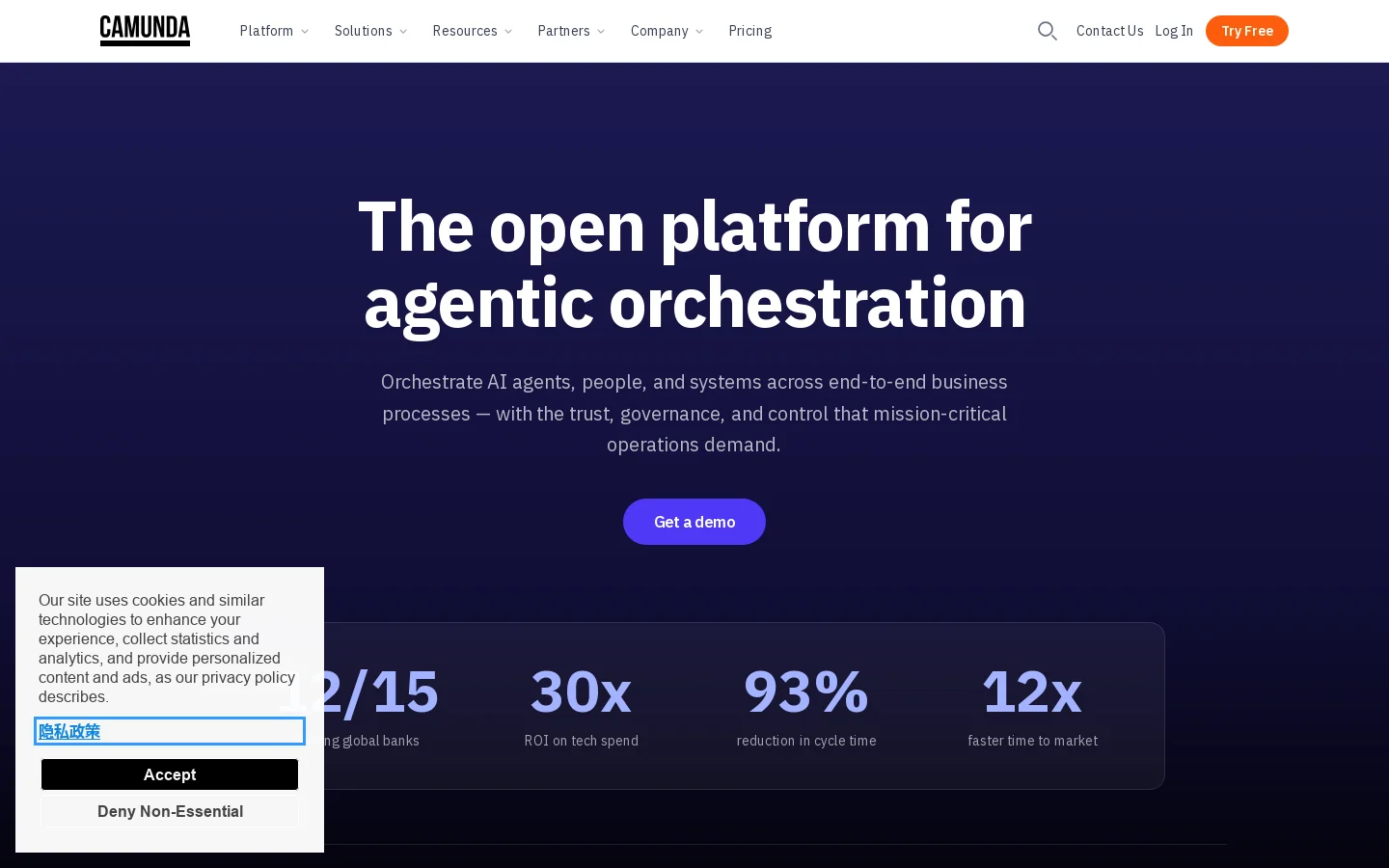 Camunda Homepage screenshot