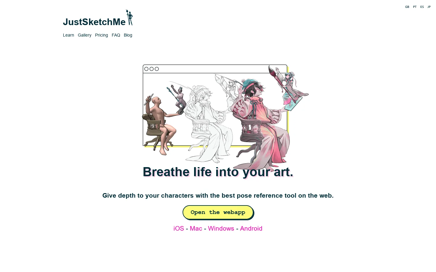 JustSketchMe Homepage screenshot