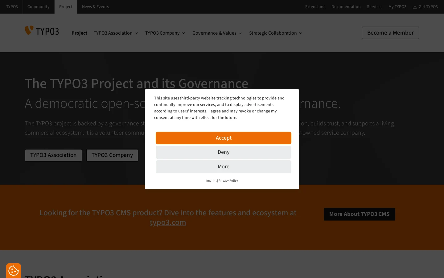 TYPO3 Project Homepage screenshot