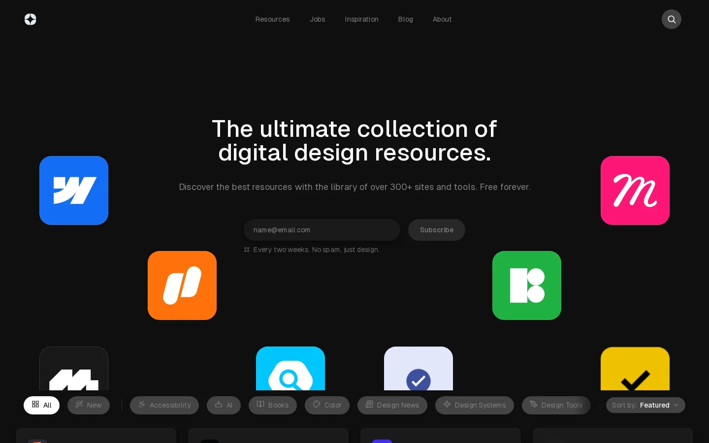 Design Resources Homepage screenshot