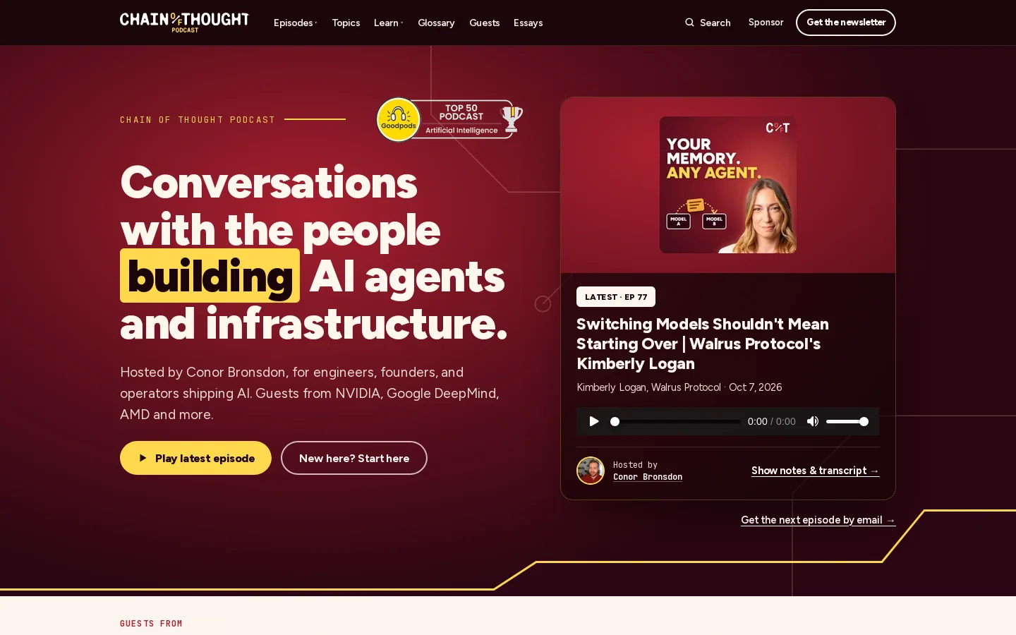 Chain of Thought Podcast Homepage screenshot