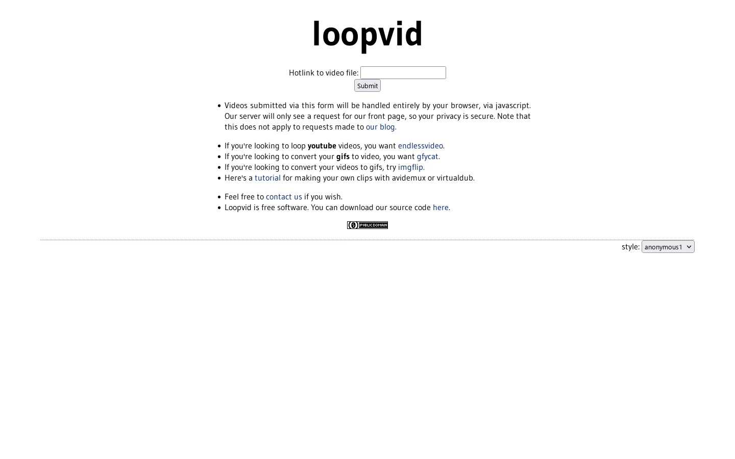 loopvid Homepage screenshot