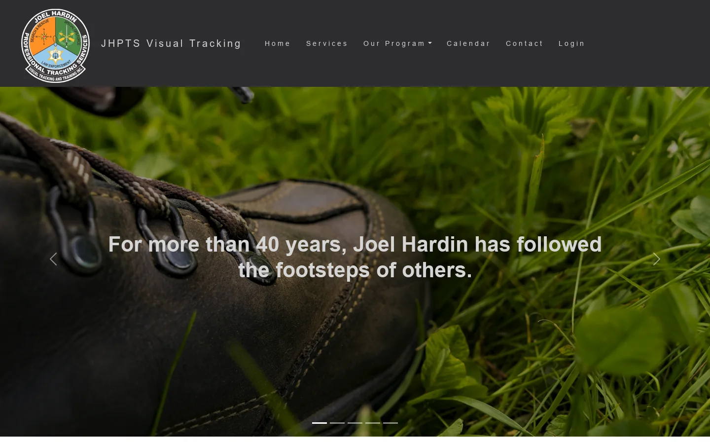 Joel Hardin Professional Tracking Service - Tracking step by step… Homepage screenshot