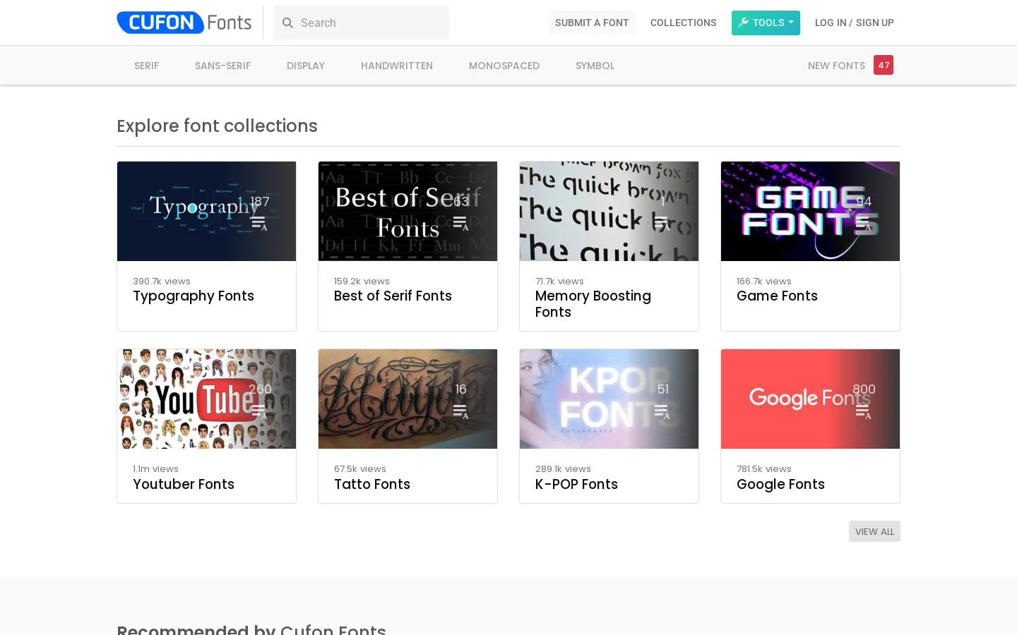 Cufon Fonts Homepage screenshot