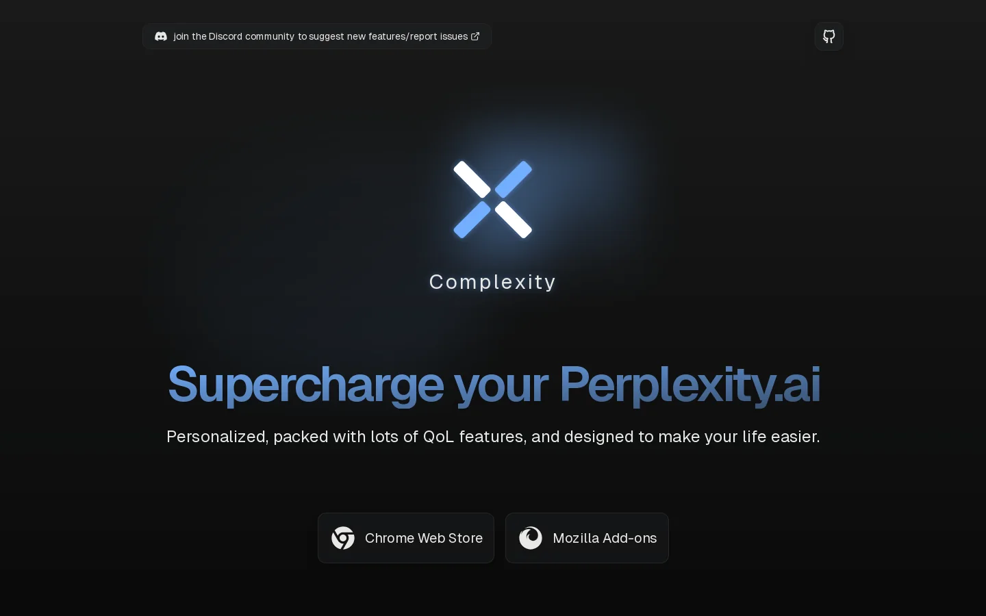 Complexity Homepage screenshot