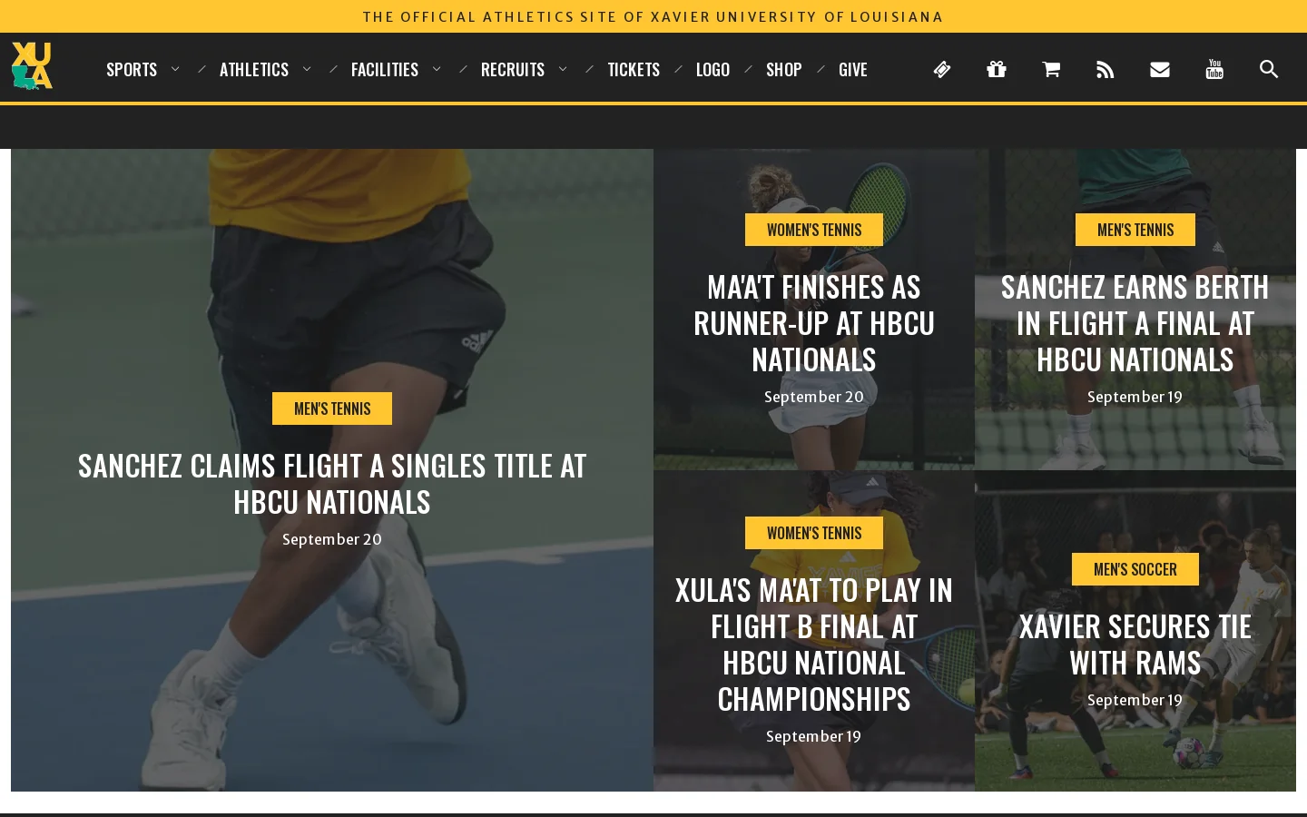 Xavier University of Louisiana Athletics - Official Athletics Website Homepage screenshot