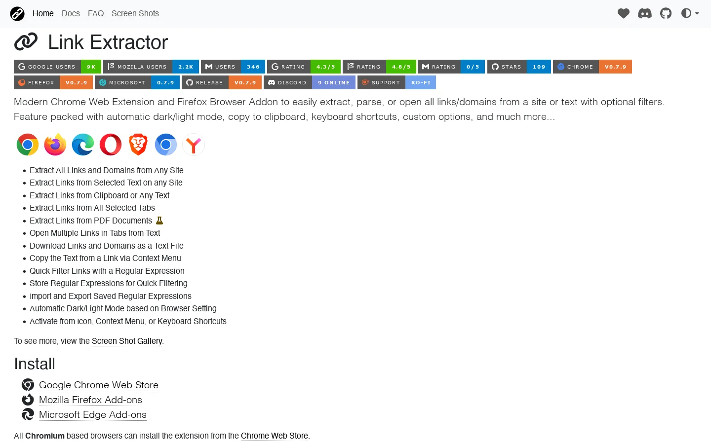 Link Extractor Homepage screenshot