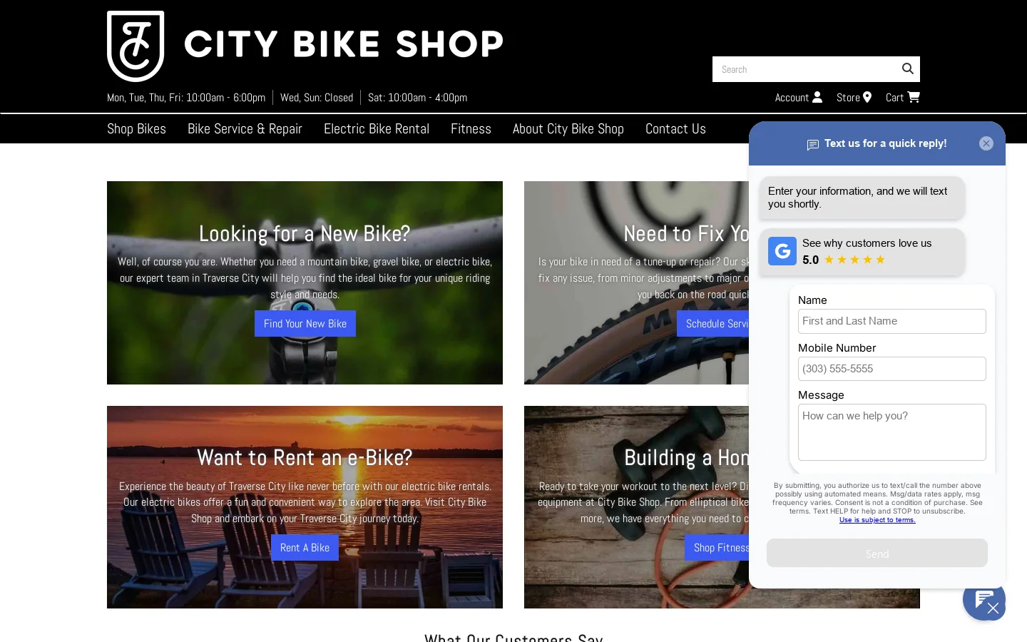 Traverse City Bike Shop - Top Destination for Bikes and Services Homepage screenshot
