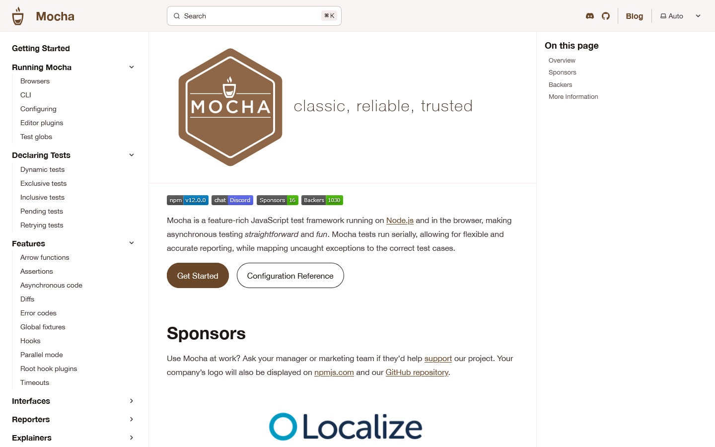 Mocha | Classic, reliable, trusted. ☕ Homepage screenshot