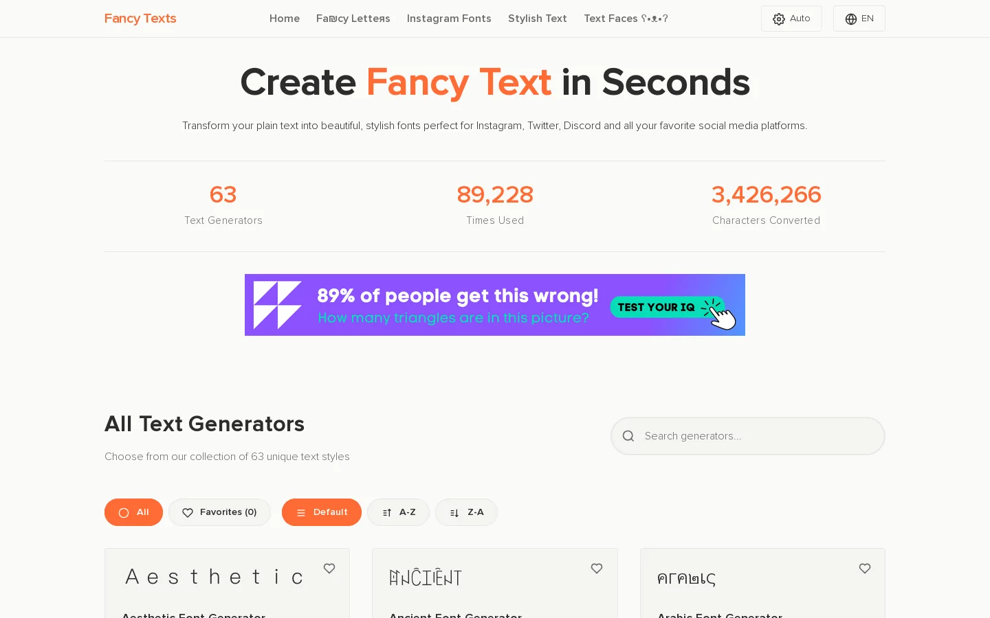 Fancy Text Decorator Homepage screenshot