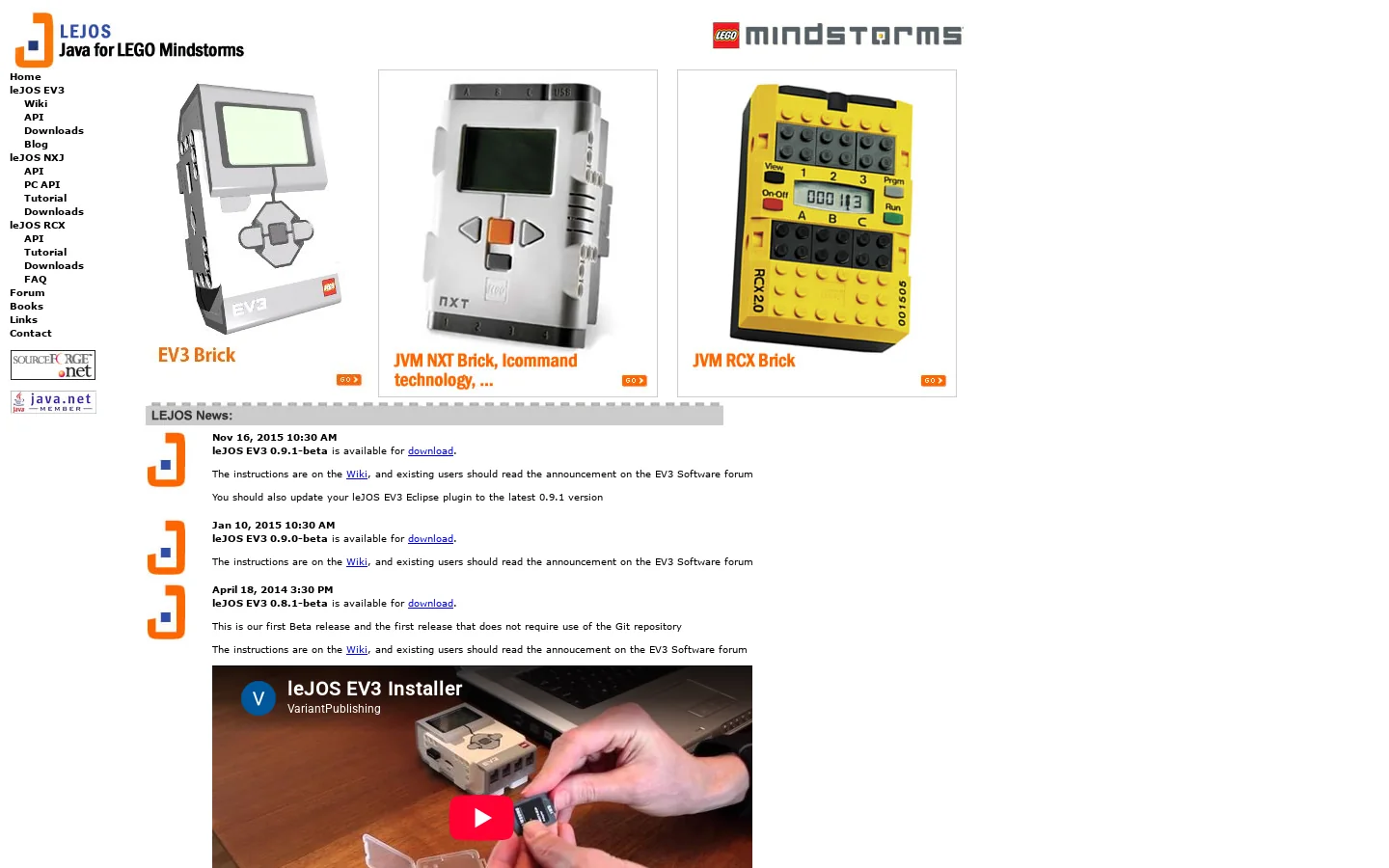 LeJOS, Java for Lego Mindstorms Homepage screenshot