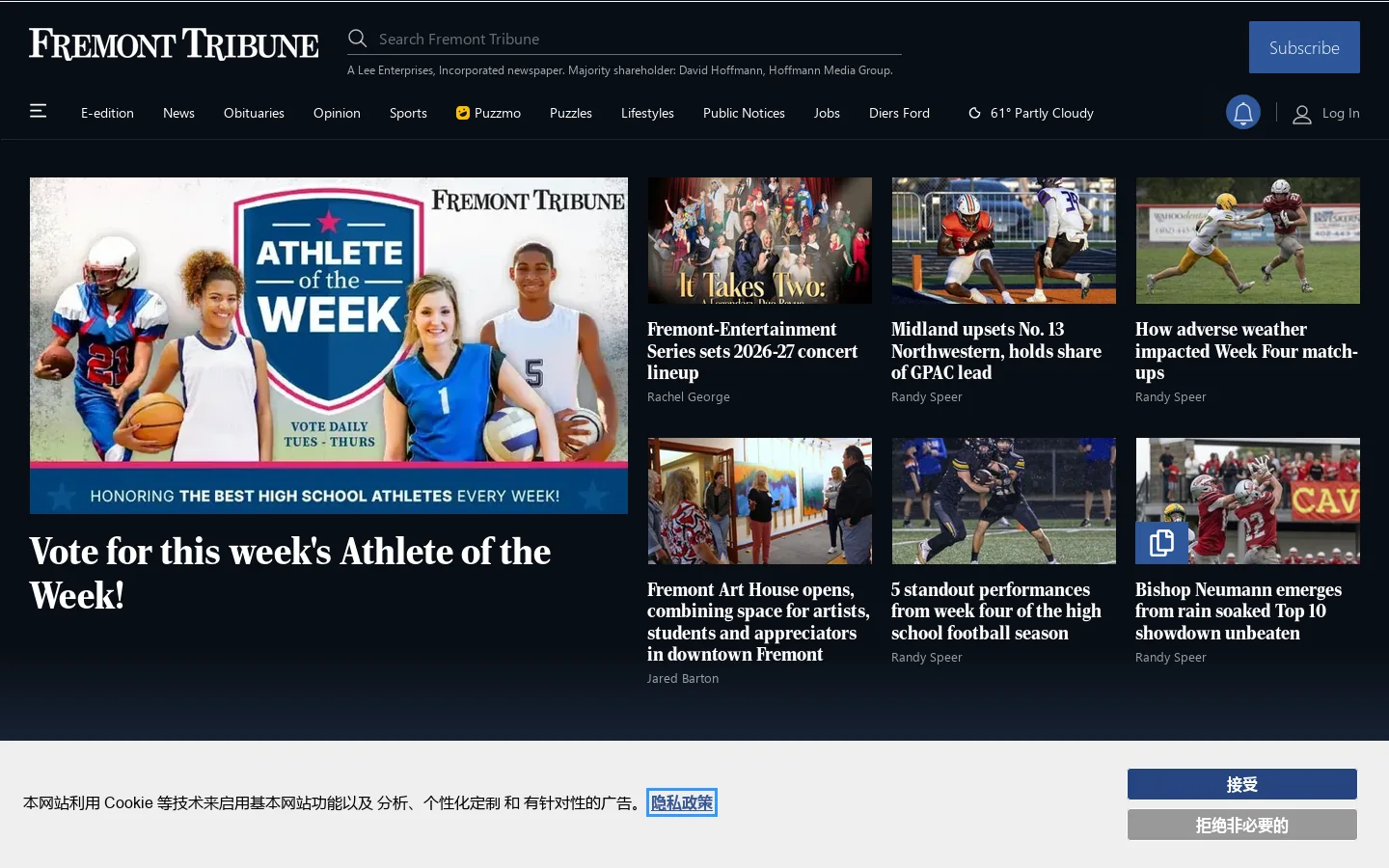 Fremont Tribune Homepage screenshot