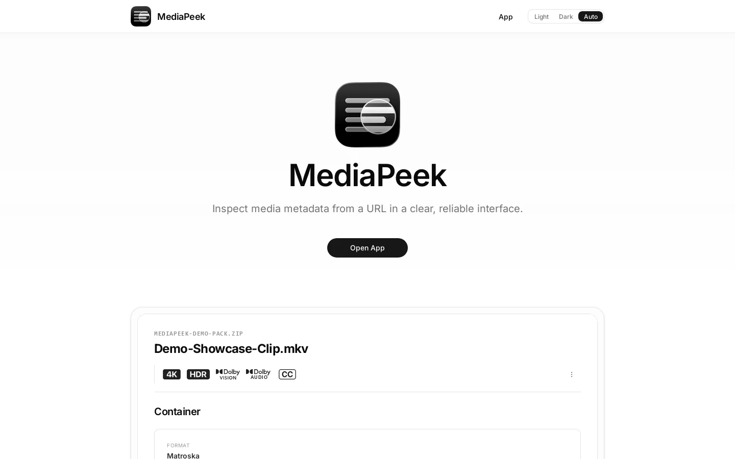 MediaPeek Homepage screenshot