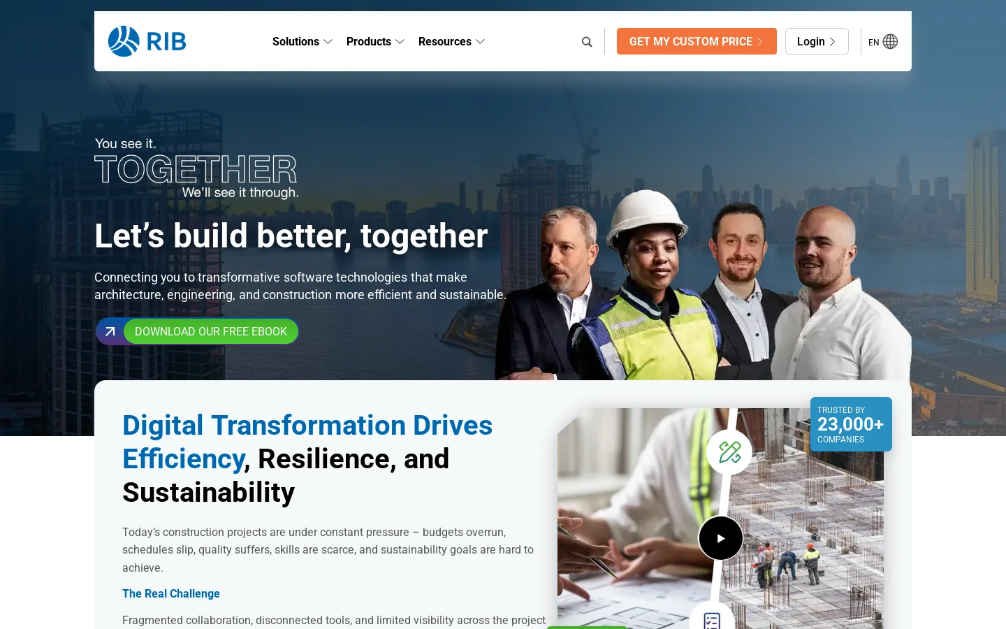 RIB Software Homepage screenshot