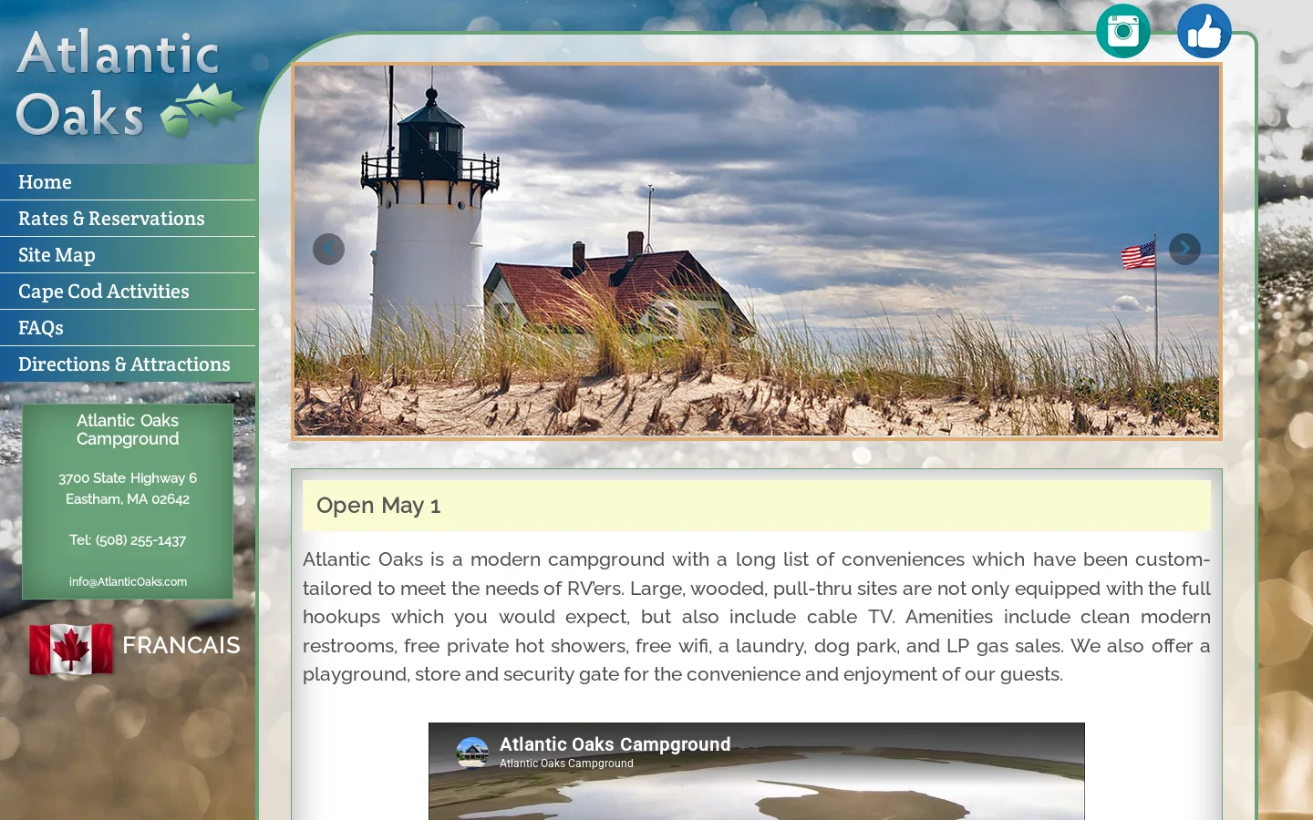 Atlantic Oaks Campground Homepage screenshot