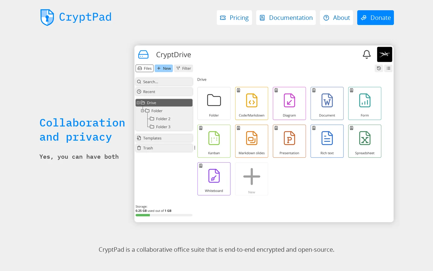 CryptPad.org Homepage screenshot