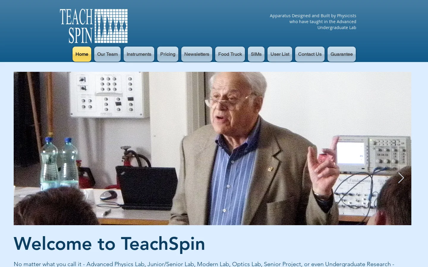 TeachSpin, Inc Homepage screenshot
