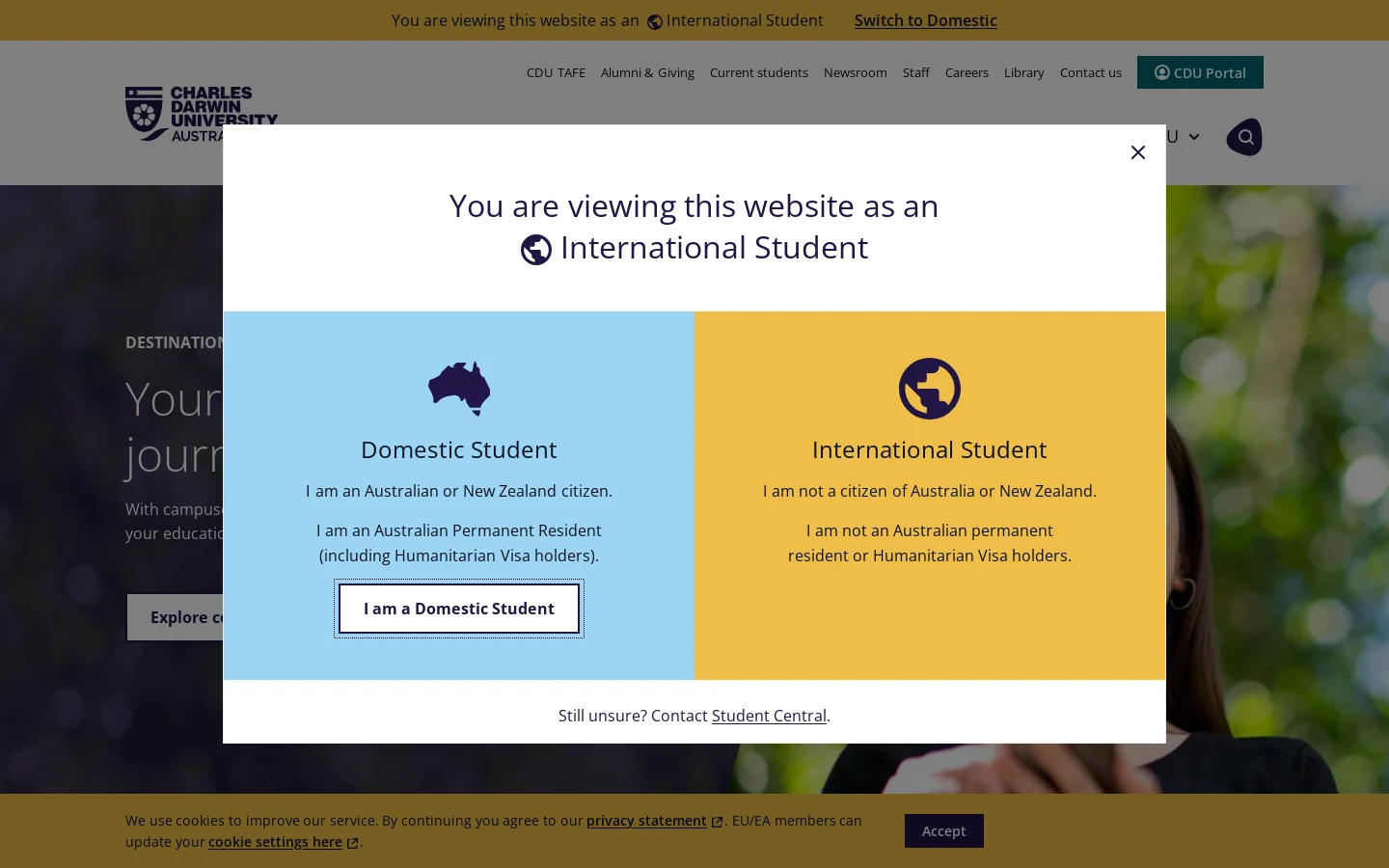 Home | Charles Darwin University Homepage screenshot