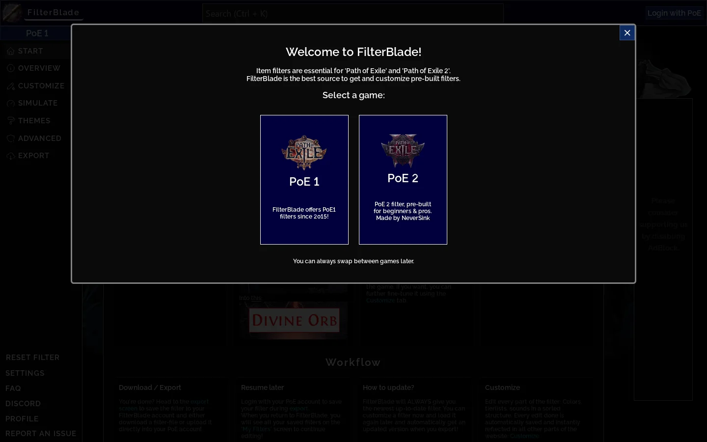 FilterBlade Homepage screenshot