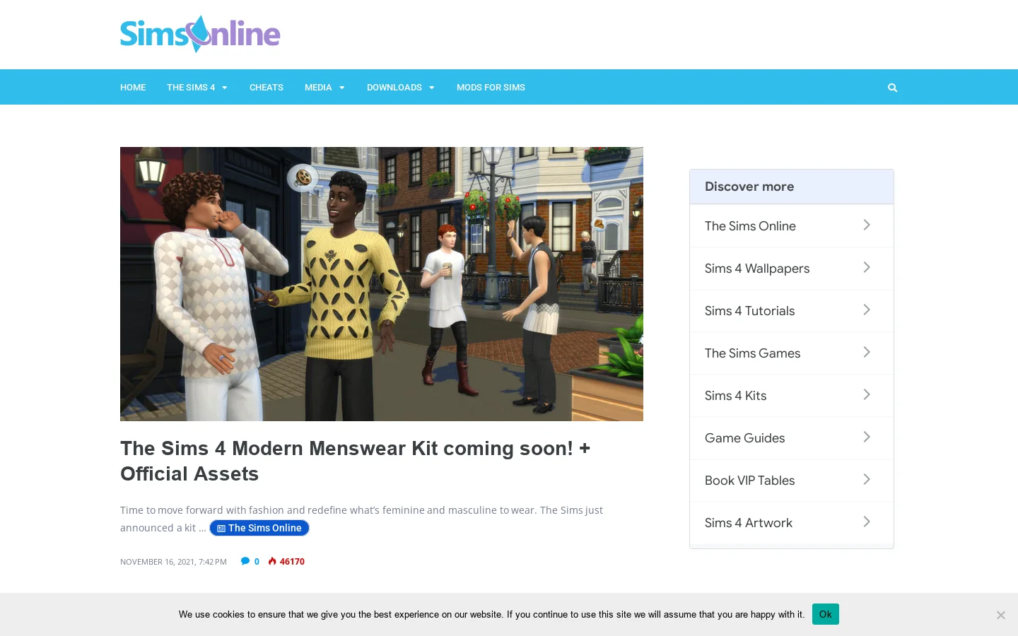 Sims Online Homepage screenshot