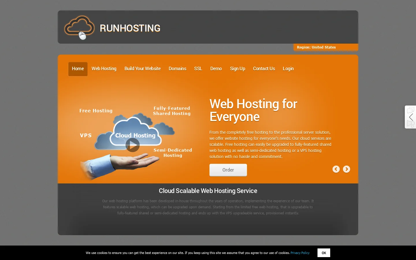 RUNHOSTING Homepage screenshot