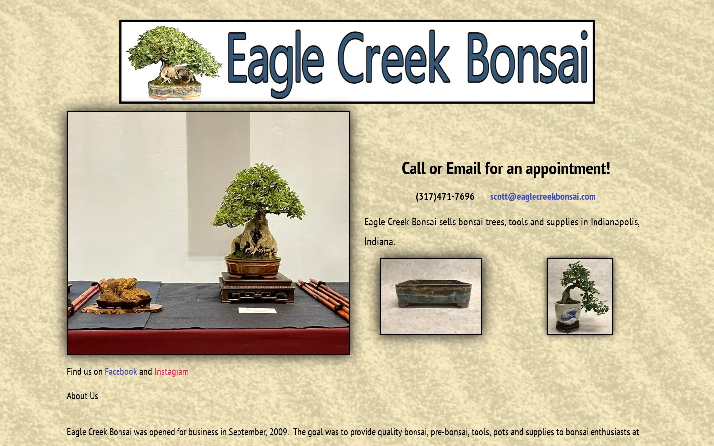 Home Page Eagle Creek Bonsai Homepage screenshot