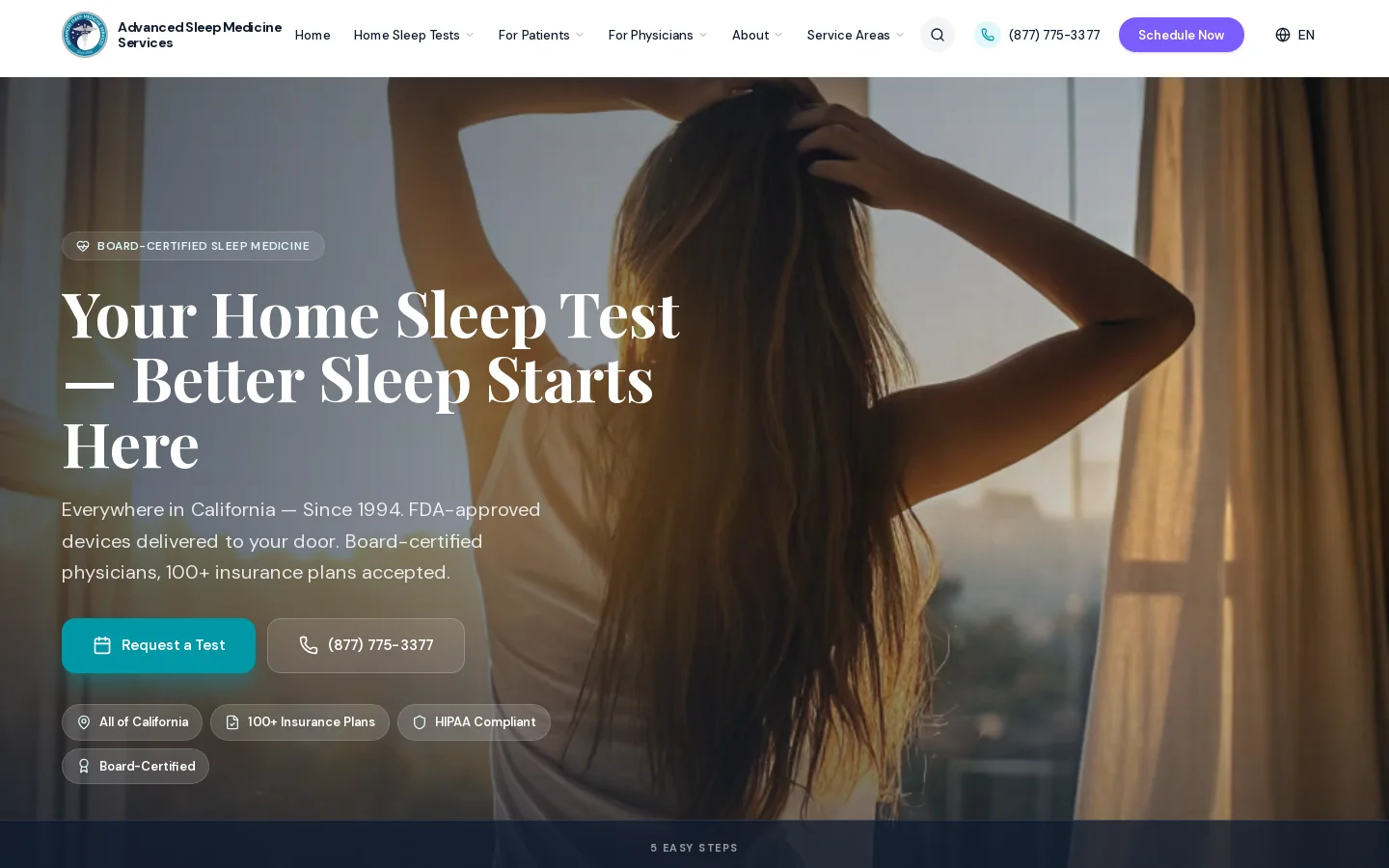 Best Home Sleep Test in California Homepage screenshot
