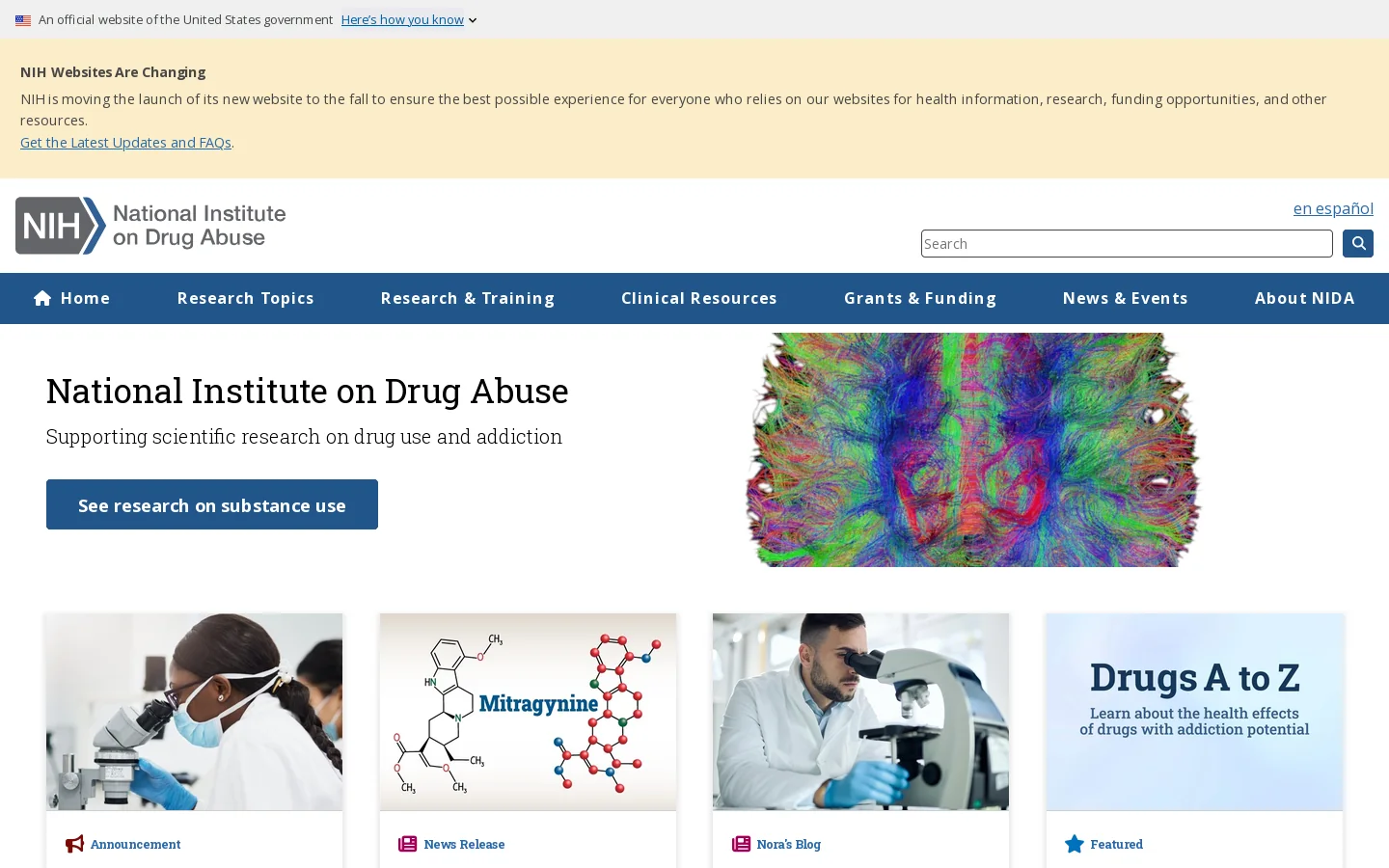 NIDA.NIH.GOV Homepage screenshot