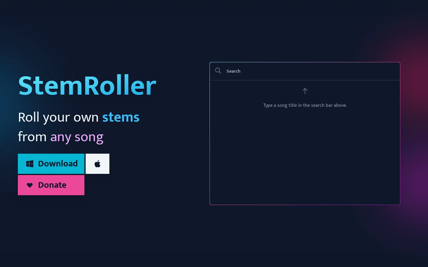StemRoller Homepage screenshot
