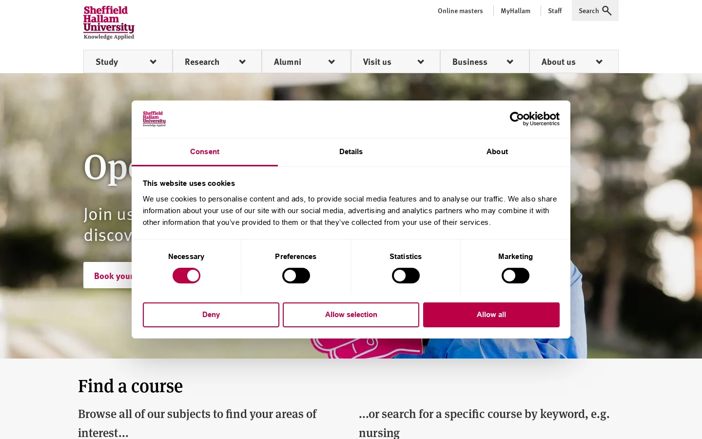 Home | Sheffield Hallam University Homepage screenshot