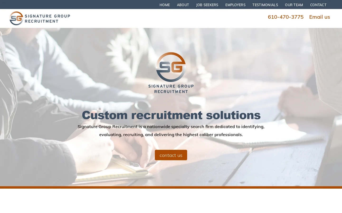 Signature Group Recruitment Homepage screenshot