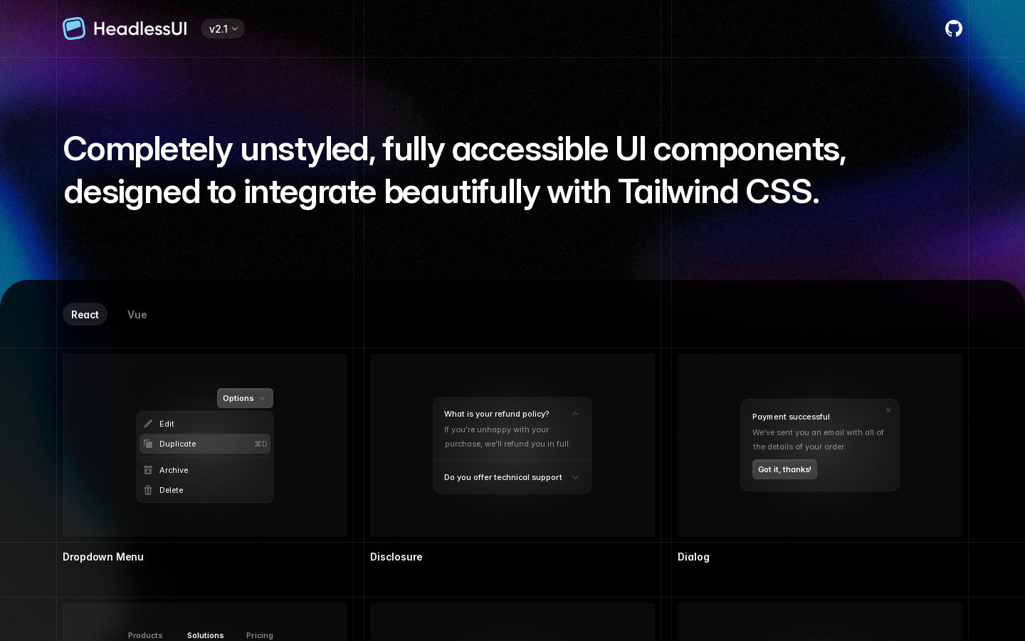 Headless UI Homepage screenshot