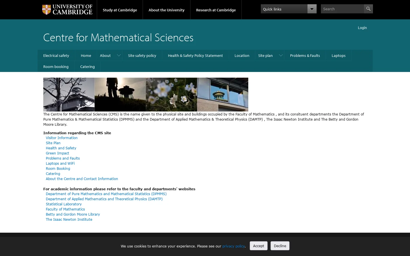 Index | Centre for Mathematical Sciences Homepage screenshot